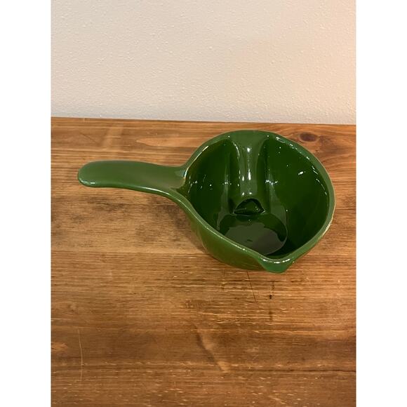 Vintage Cardinal China Green Gravy Separator Dual Spout Mid Century Pottery - Picture 3 of 9
